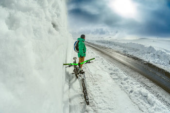 cyclist in the snow