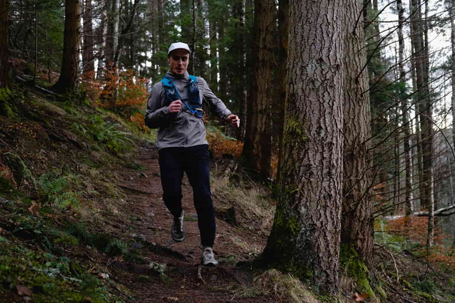 Man running in the woods 