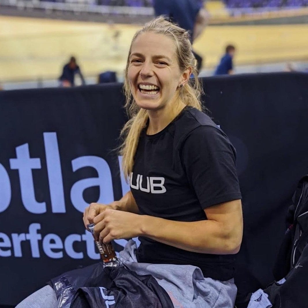 British Cycling Champion Neah Evans opening a Veloforte Energy Bar 