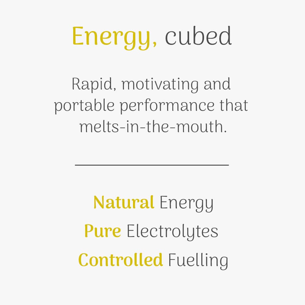 graphic explaining how energy chews have natural energy, pure electrolytes and are controlled fuelling 