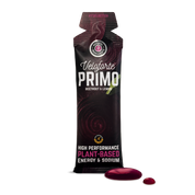 Veloforte Primo energy gel package with beetroot and lemon flavour on a white background