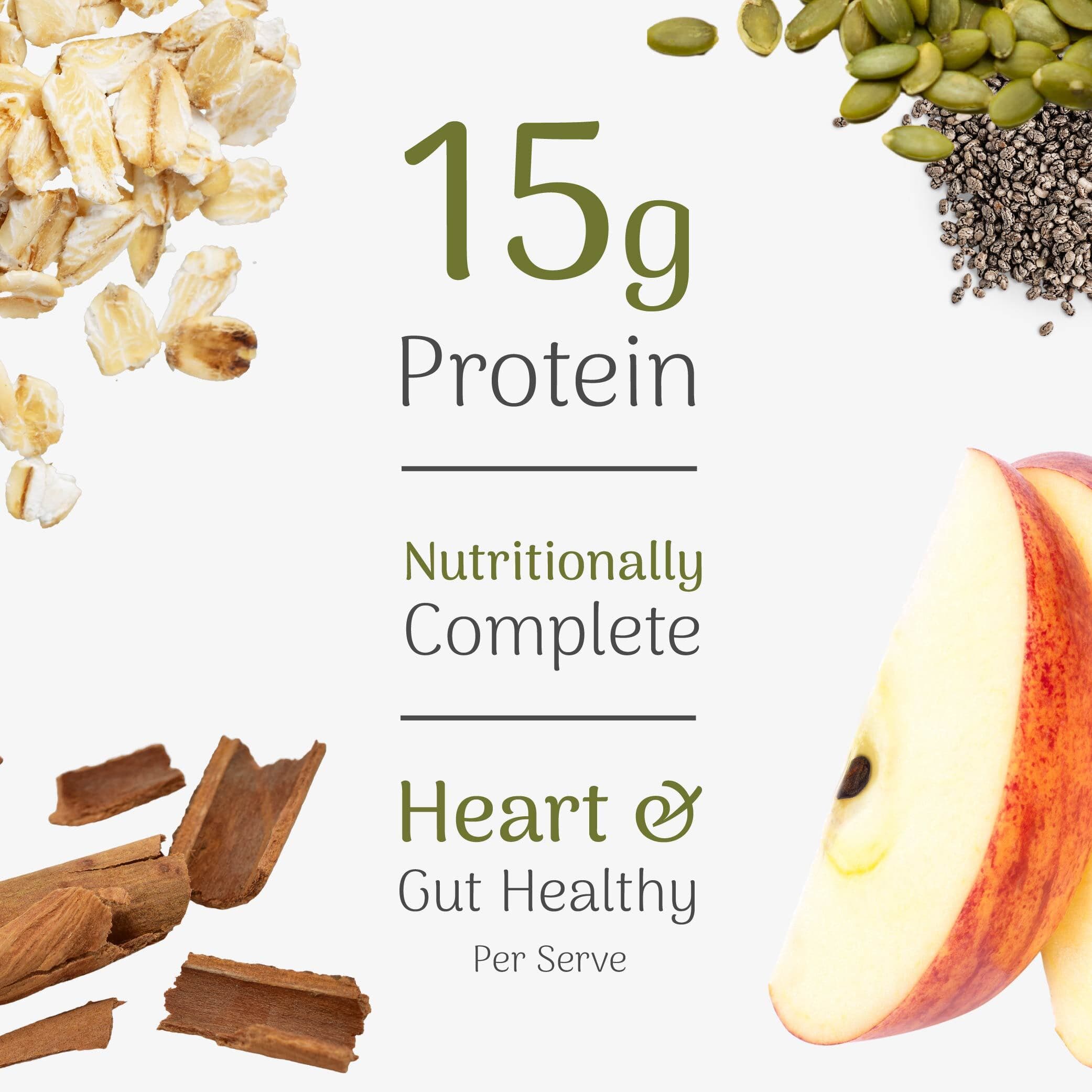 Nuts, seeds, and an apple with health benefits text on a white background