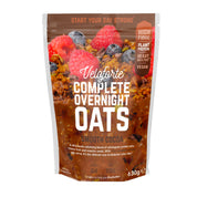 Package of Veloforte Complete Overnight Oats with cocoa flavour on a white background