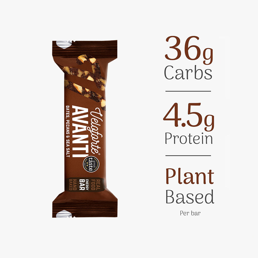 Avanti chocolate bar packaging with nutritional information on a white background