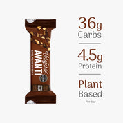 Avanti chocolate bar packaging with nutritional information on a white background
