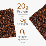 Cocoa & Ginger High Protein Crunch Bar with nutritional information on a white background