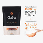 Veloforte CollagenPro with nutritional information on a white background