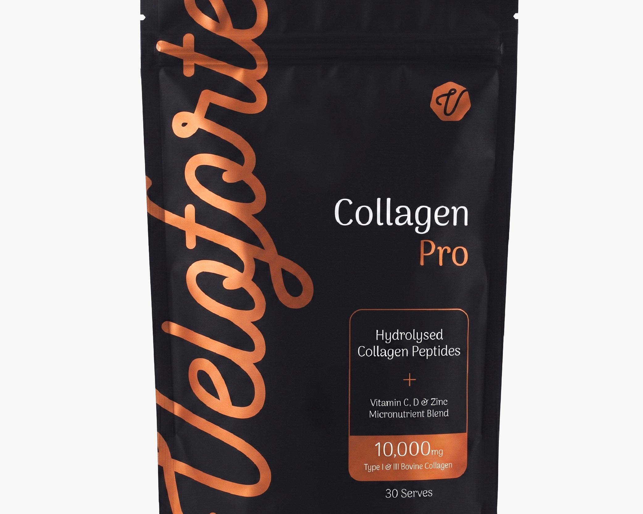 Veloforte Collagen Pro supplement package on a white background