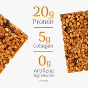 Peanut & Sea Salt Protein bar with nutritional information on a white background