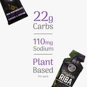 Veloforte Riba energy gel packaging with nutritional information on a white background