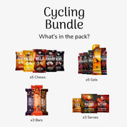 What's in the Cycling Bundle: 5 chews, 5 gels, 3 bars and 3 electrolyte drink mixes